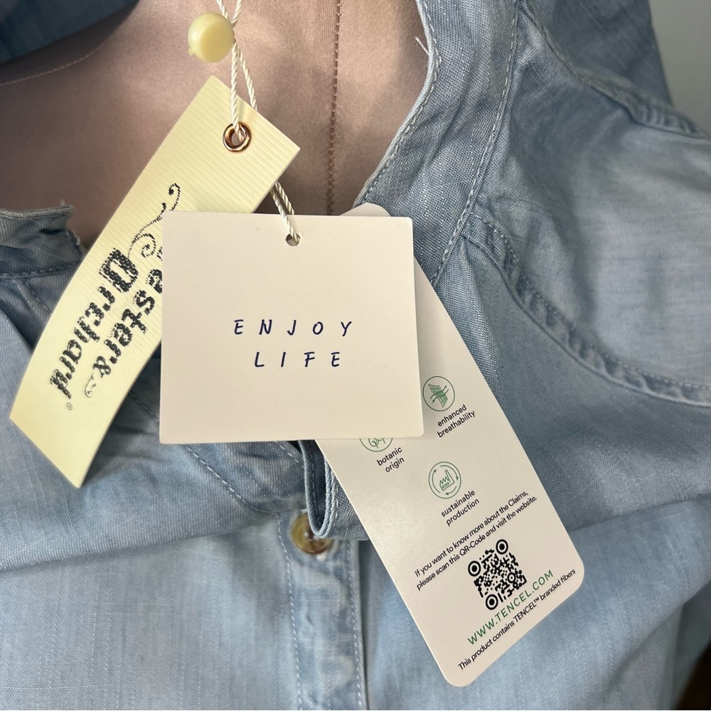 NWT Hester & Orchard Bohemian Super Soft, Jean Shirt with Ragged Hem, Sz… - Picture 13 of 15